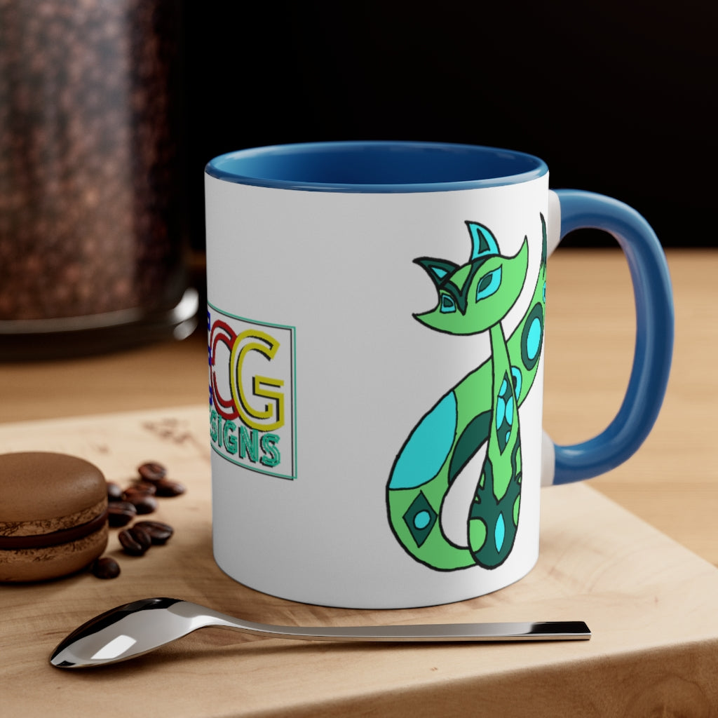 Green Cat Accent Coffee Mug, 11oz