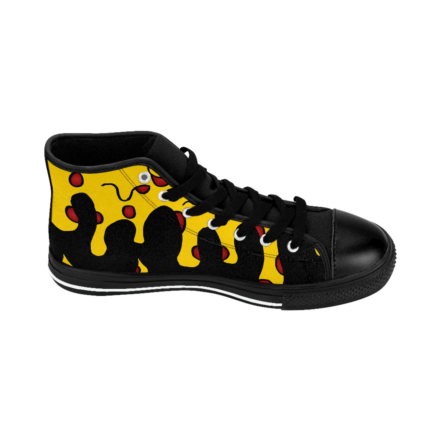 Cheesy Pizza Men's High-top Sneakers (Black)