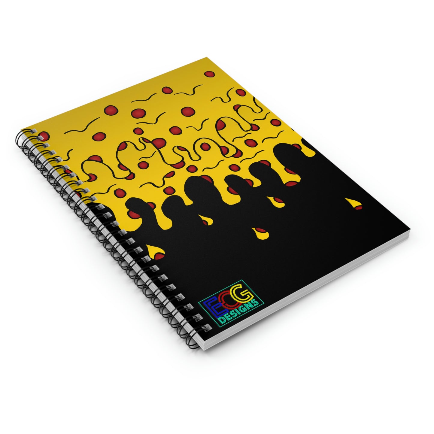 Cheesy Pizza Spiral Notebook - Ruled Line (Black)