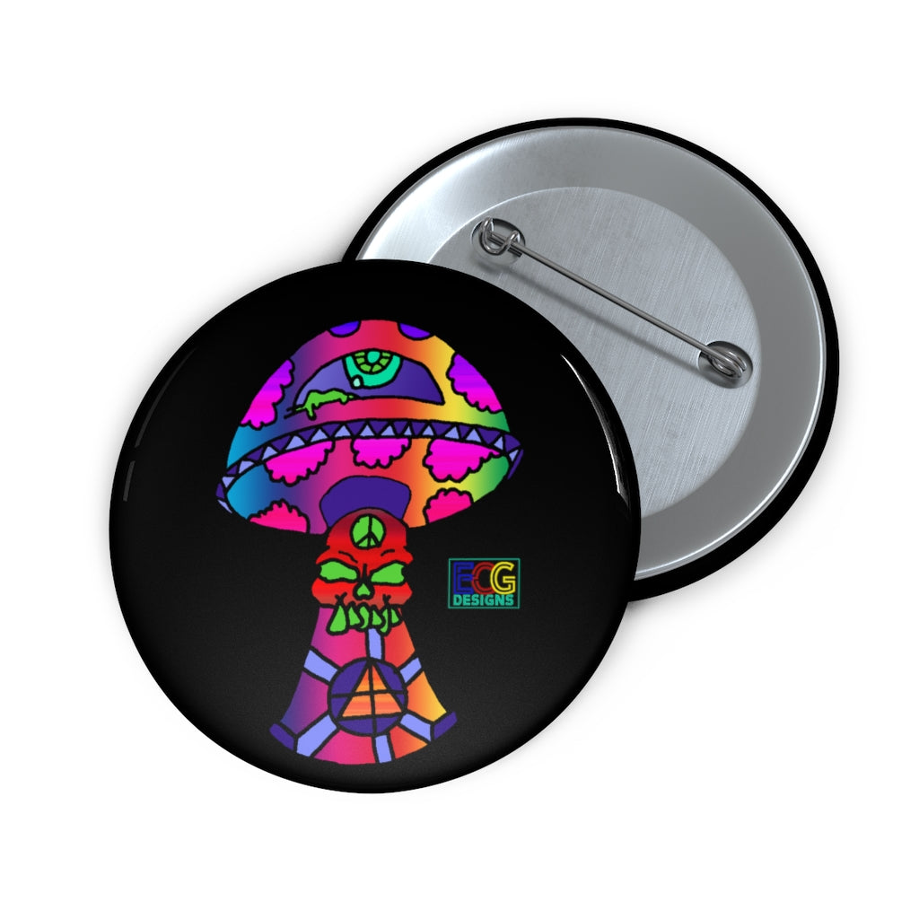 Rainbow Skull Shroom Pin Buttons