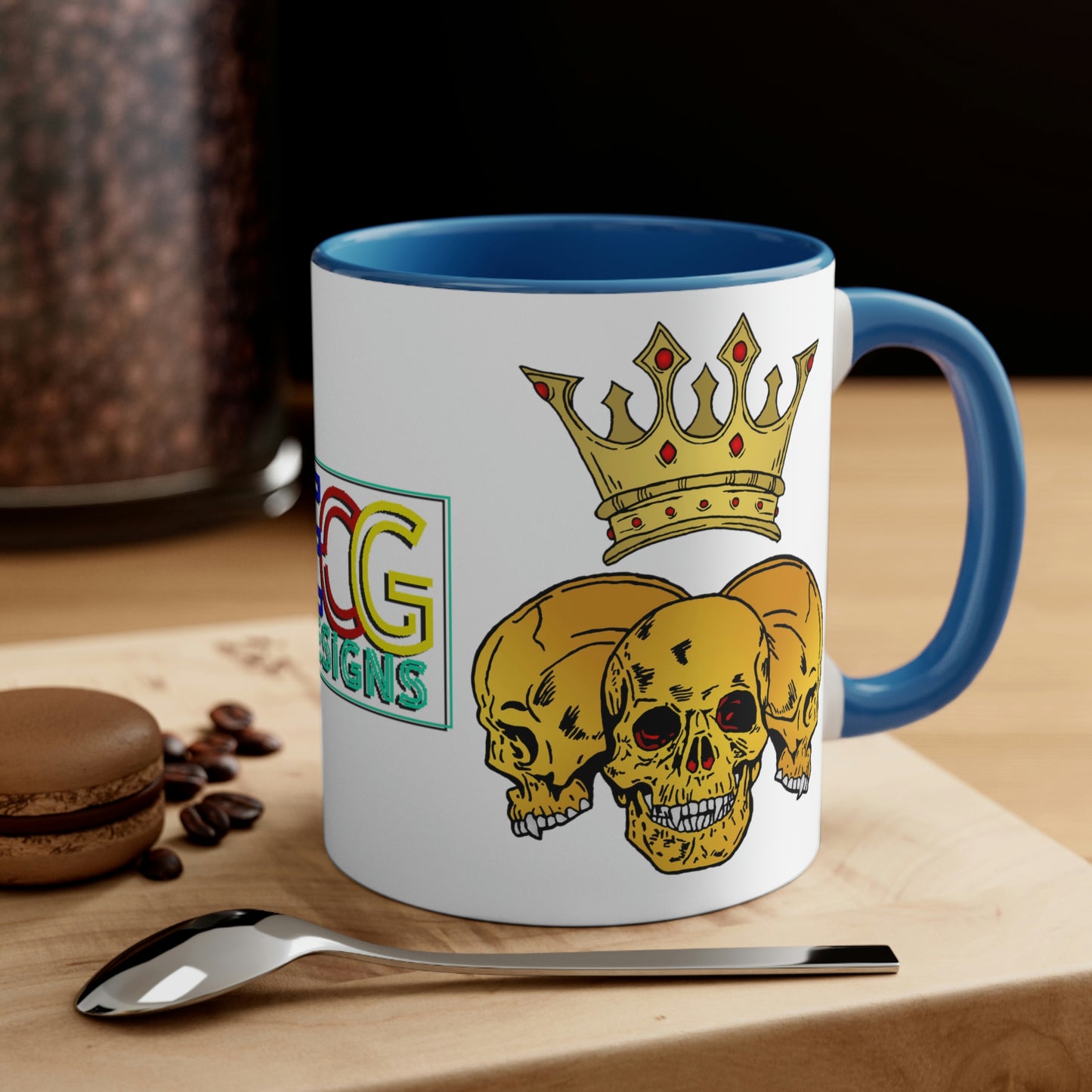 Triple Skull Crown Accent Coffee Mug, 11oz