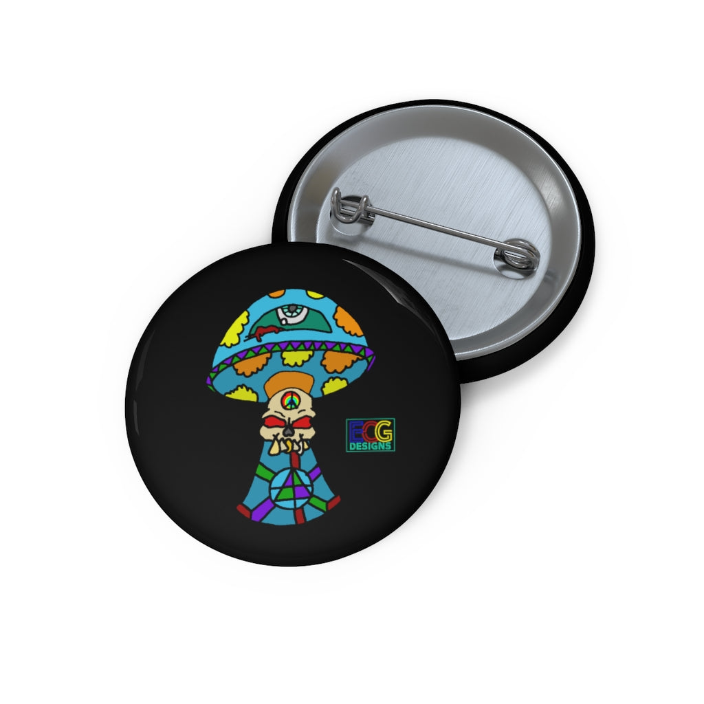 Multicolored Skull Shroom Pin Buttons