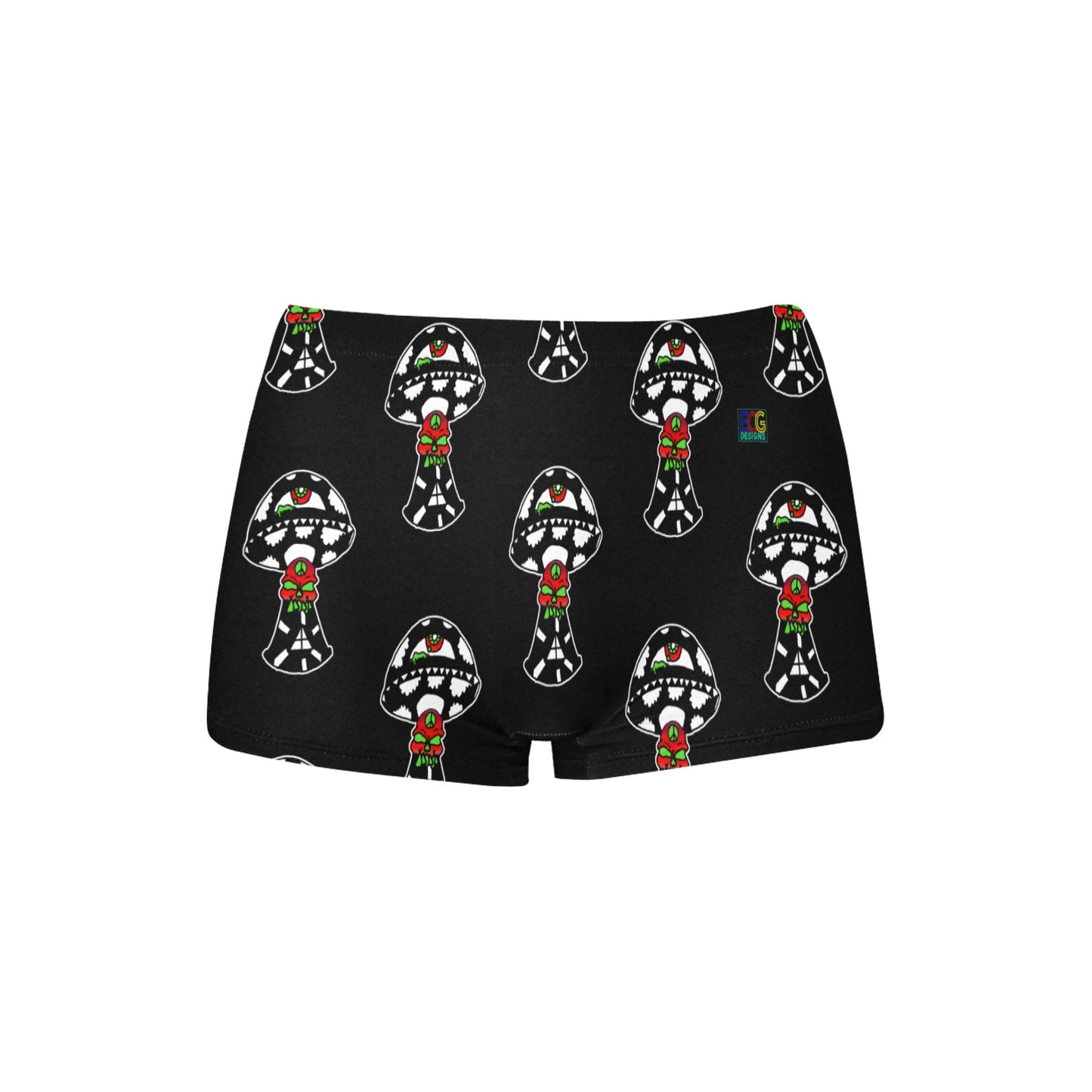 Black and White Skull Shroom Women's All Over Print Boyshort Panties (Model L31)