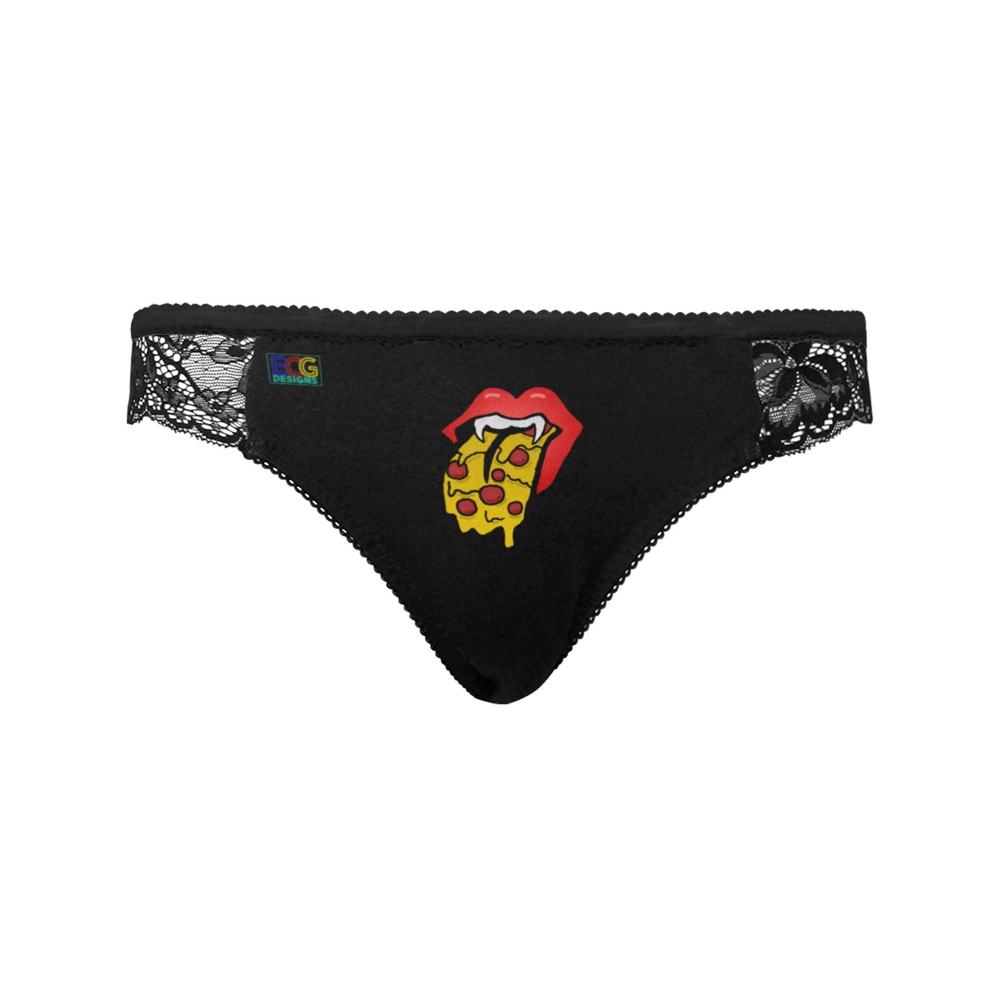 Red Pizza Tongue Women's Lace Panty (Model L41)