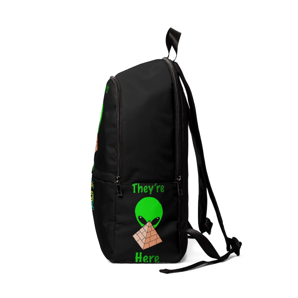 Green Alien Pyramid Unisex Fabric Backpack