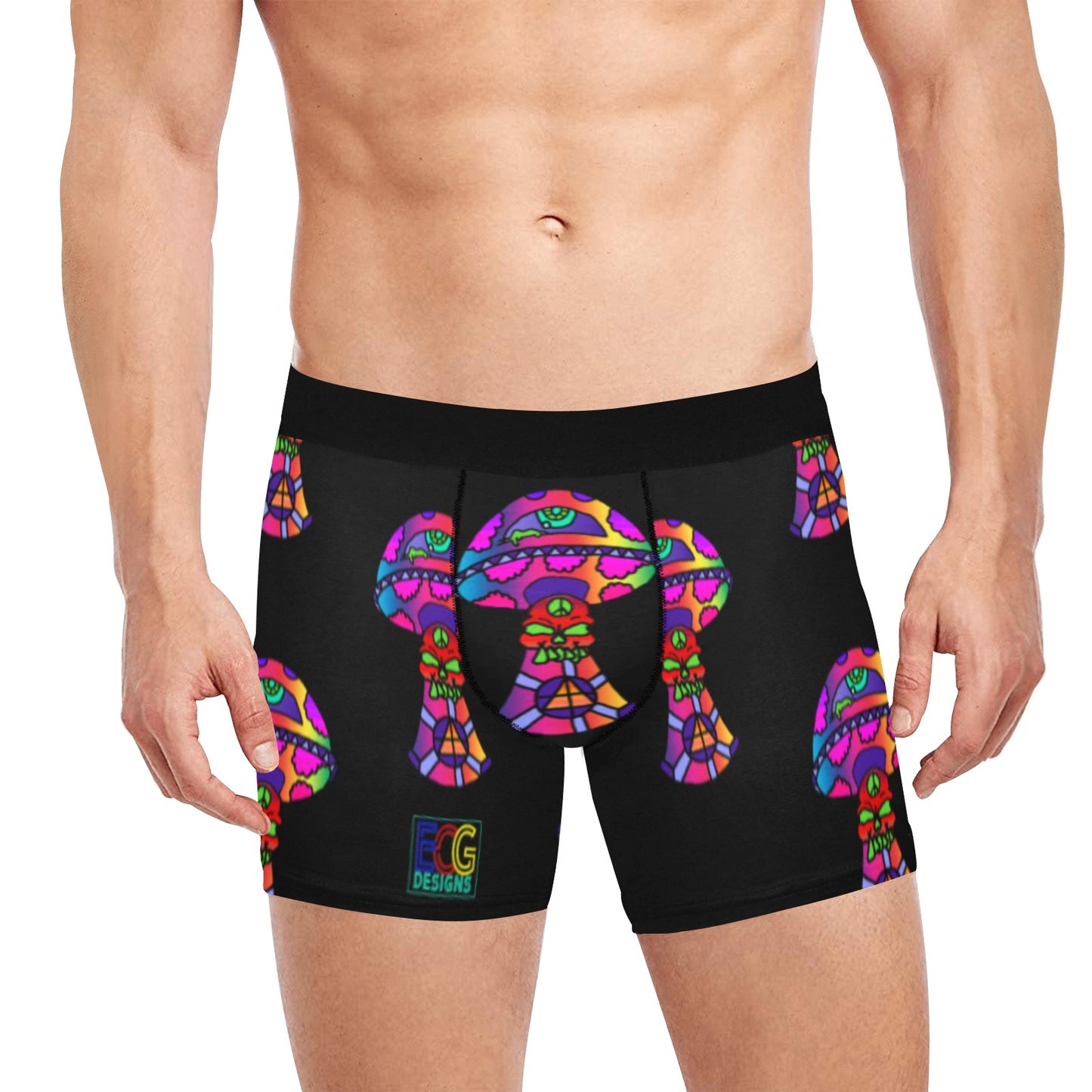 Rainbow Skull Shroom Men's Boxer Briefs with Inner Pocket (Model L34)