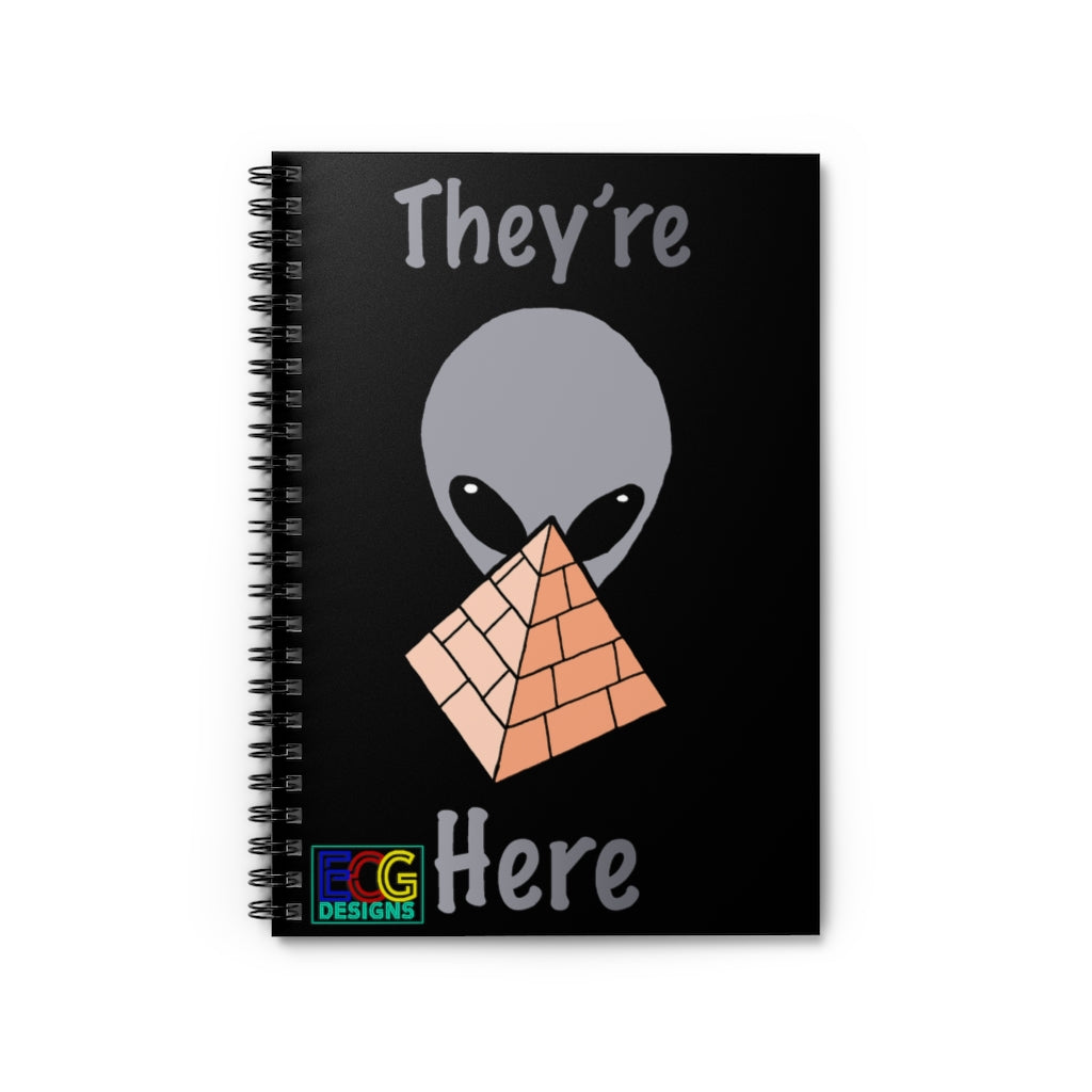 Gray Alien Pyramid Spiral Notebook - Ruled Line