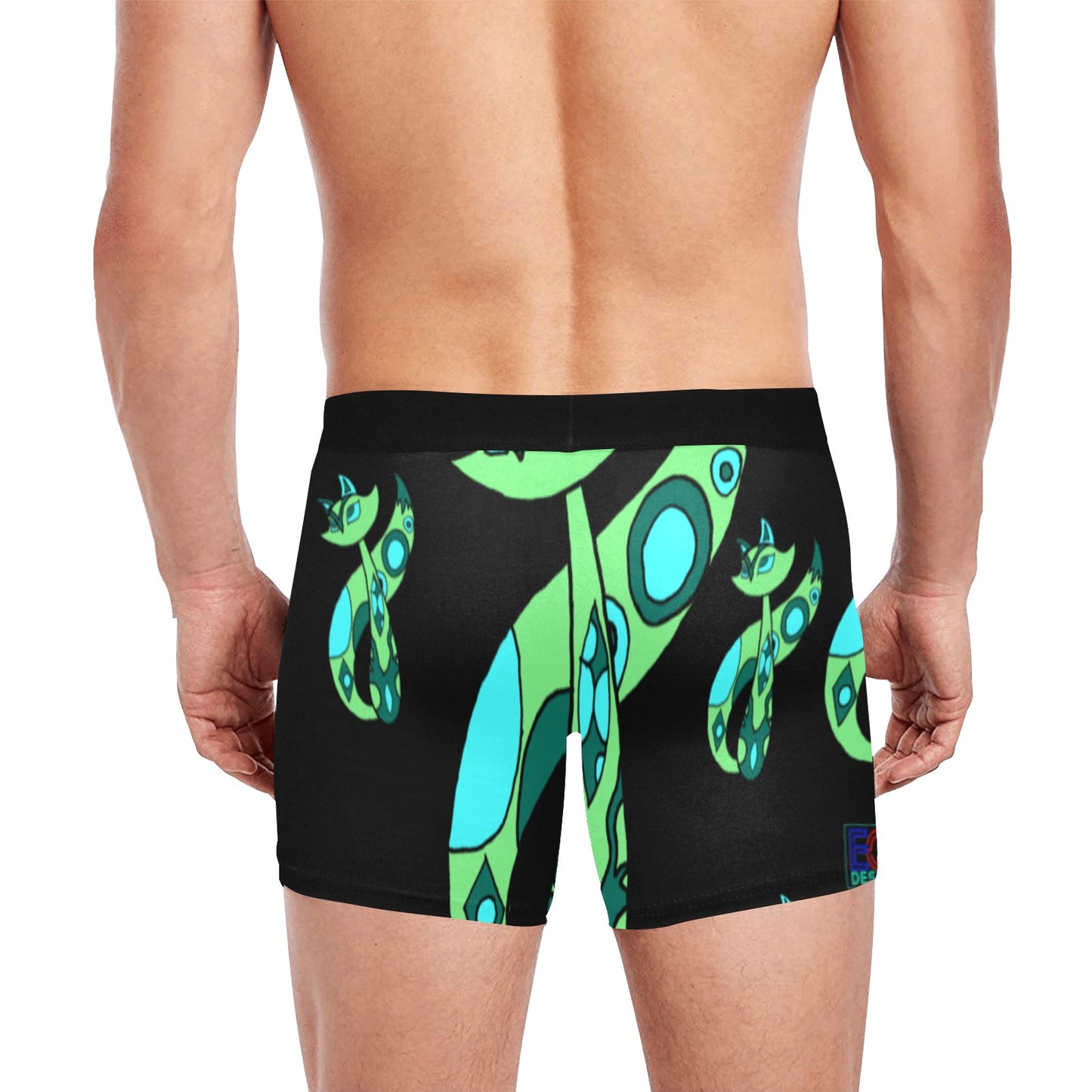 Green Cat Men's Boxer Briefs with Inner Pocket (Model L34)