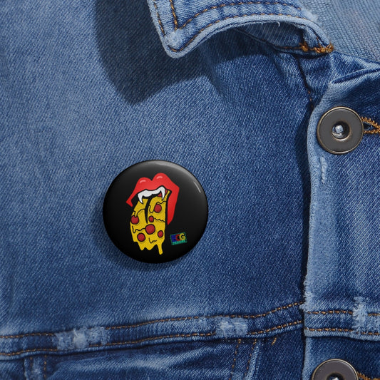 Red Pizza Tongue Pin Buttons