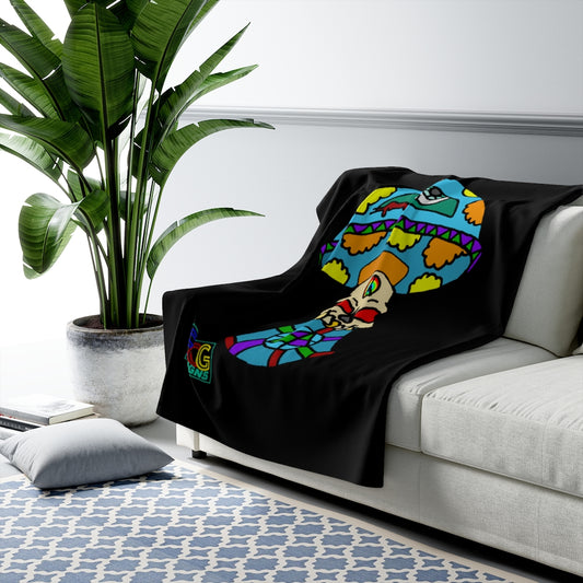 Multicolored Skull Shroom Sherpa Fleece Blanket