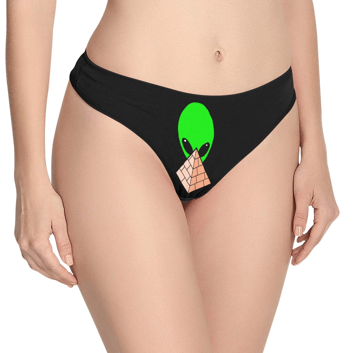 Green Alien Pyramid Women's All Over Print Thongs (Model L30)