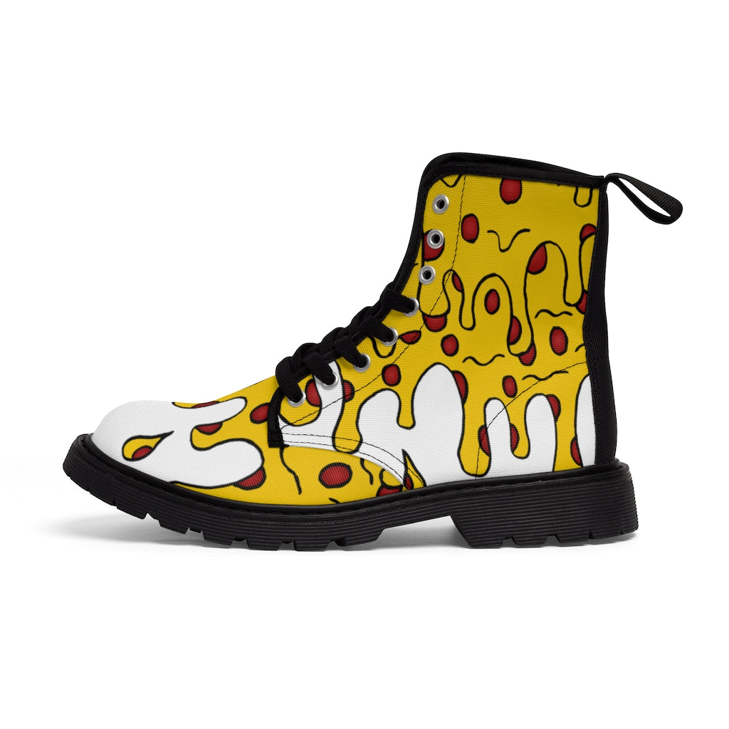 Cheesy Pizza Men's Canvas Boots