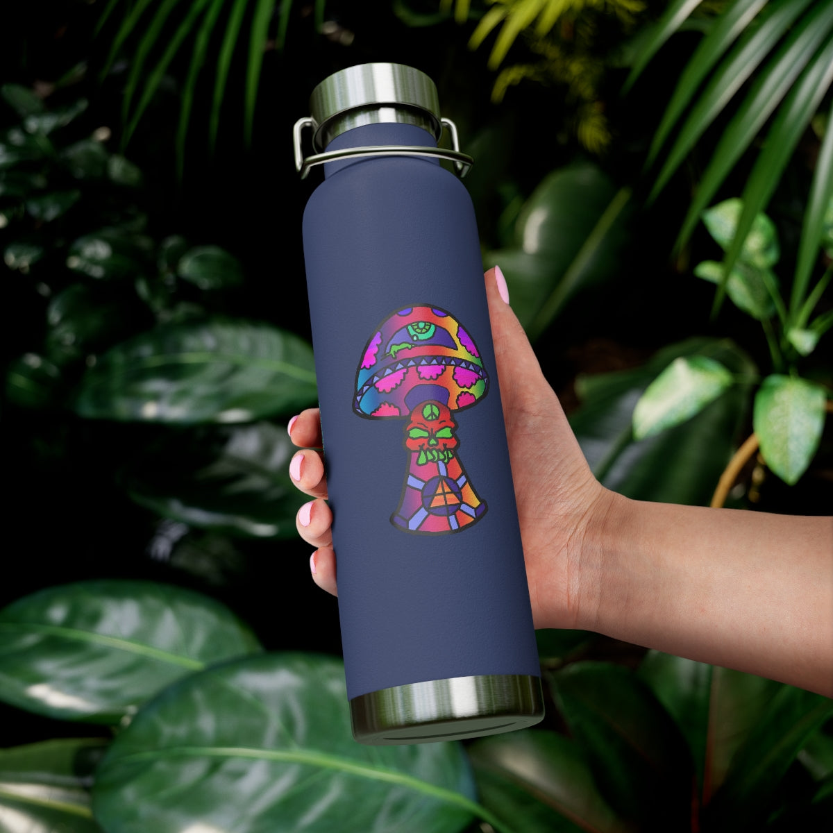 Rainbow Skull Shroom 22oz Vacuum Insulated Bottle