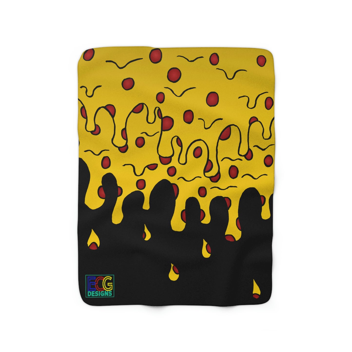 Cheesy Pizza Sherpa Fleece Blanket (Black)