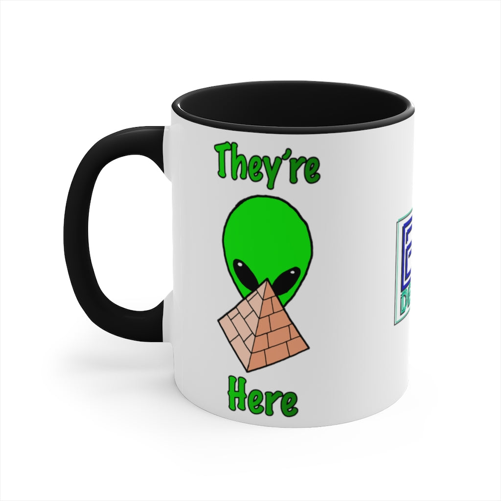 Green Alien Pyramid Accent Coffee Mug, 11oz