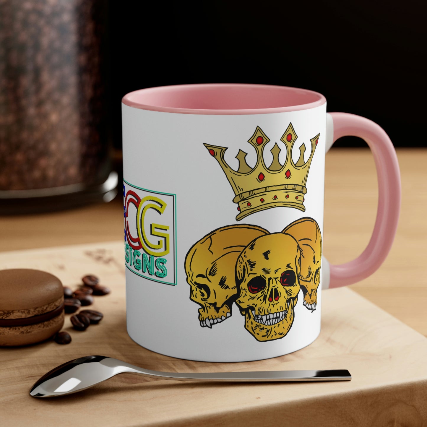 Triple Skull Crown Accent Coffee Mug, 11oz