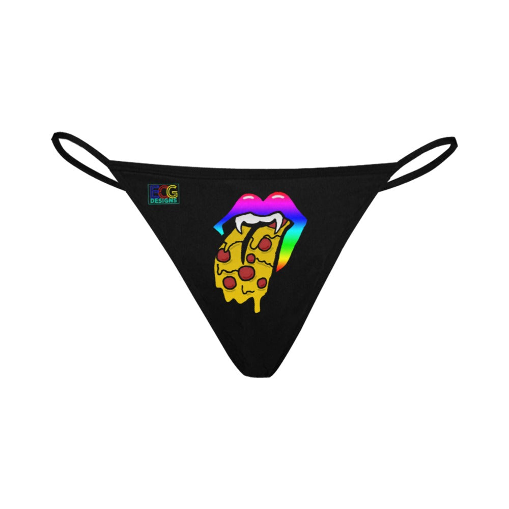 Rainbow Pizza Tongue Women's All Over Print G-String Panties (Model L35)