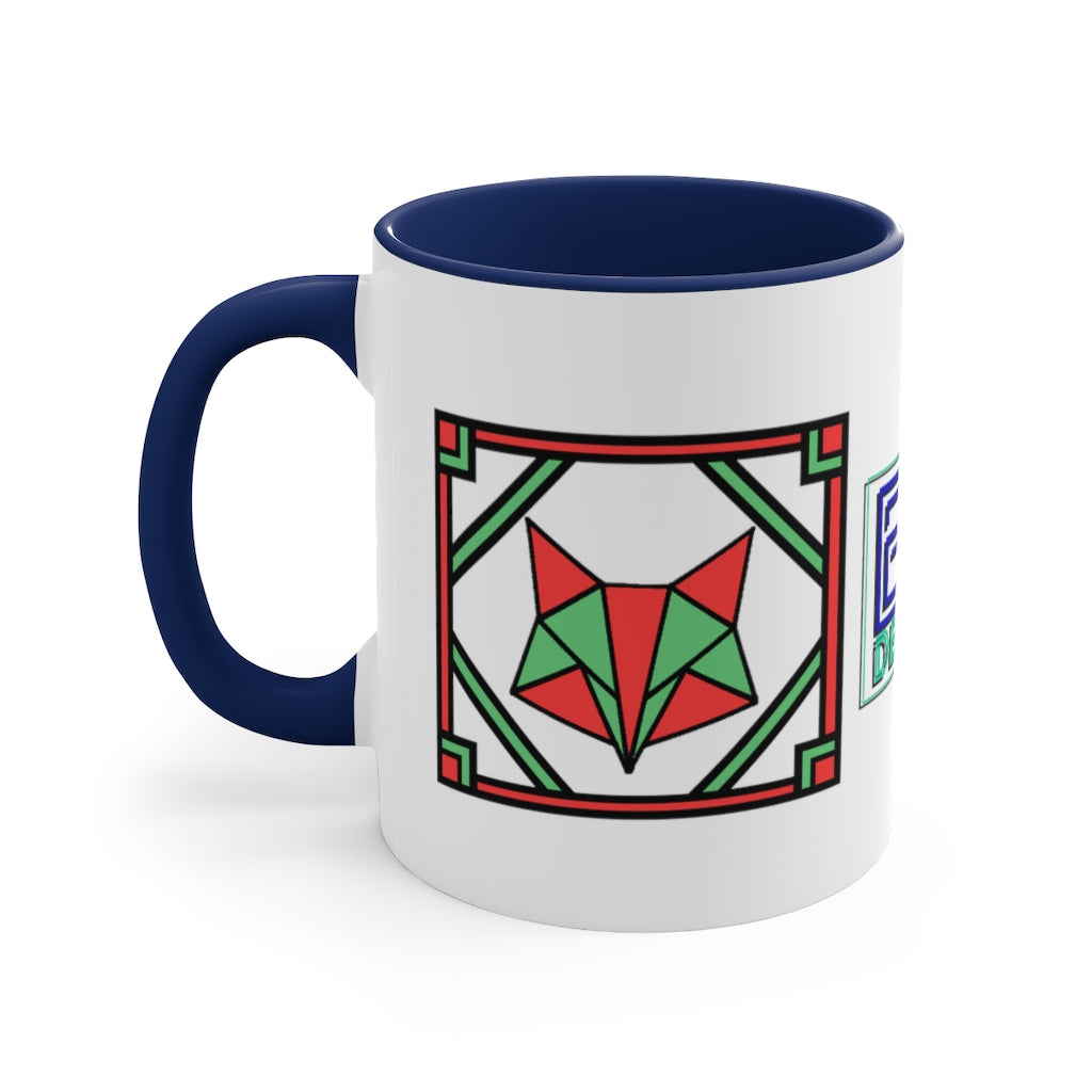 Red and Green Box Fox Accent Coffee Mug, 11oz