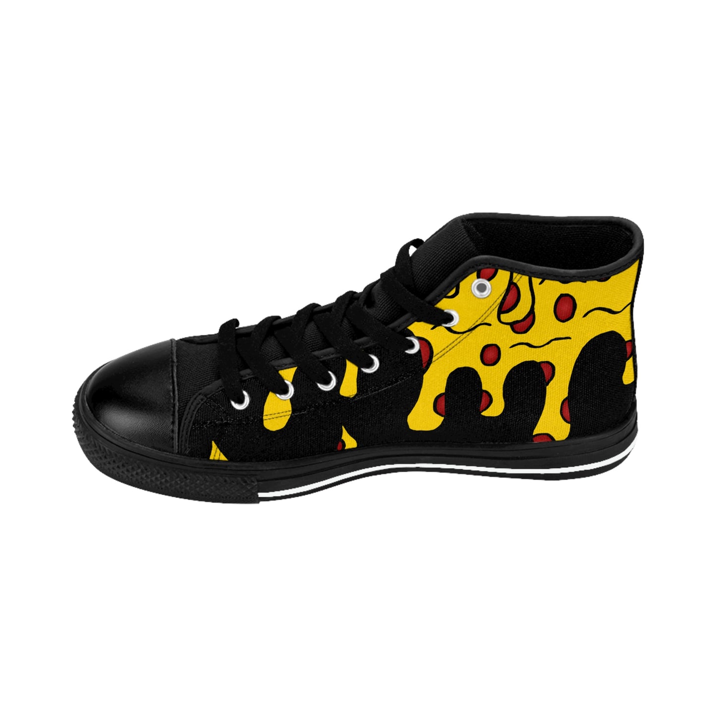 Cheesy Pizza Men's High-top Sneakers (Black)