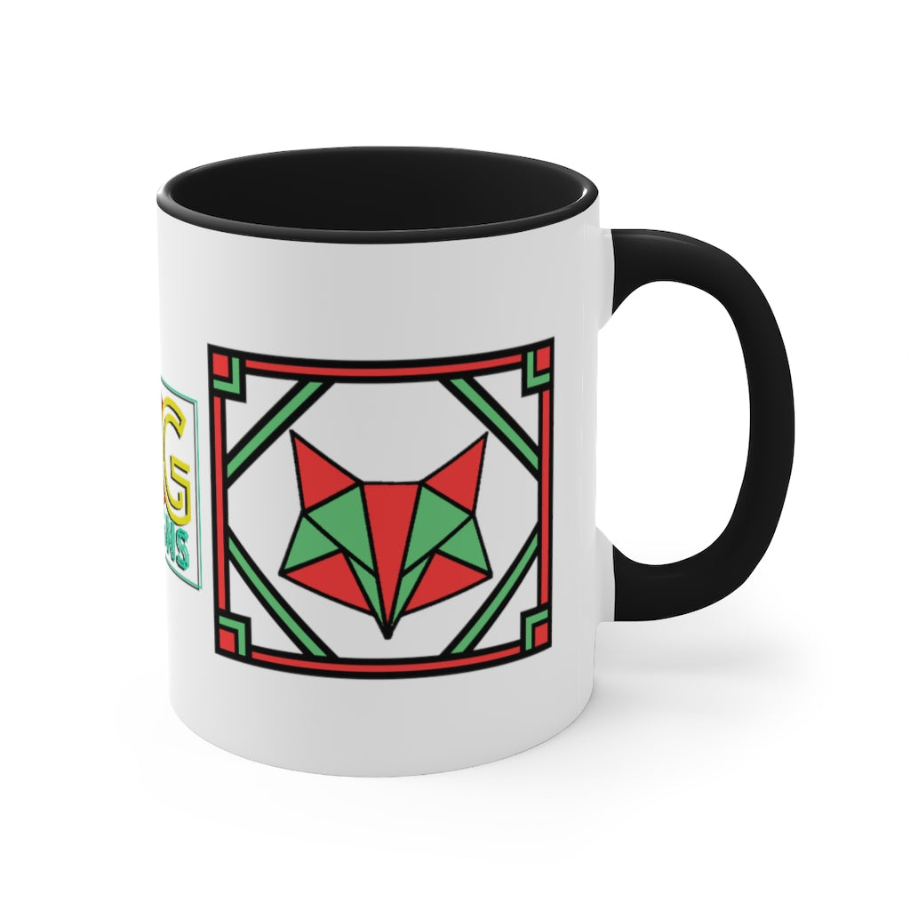 Red and Green Box Fox Accent Coffee Mug, 11oz