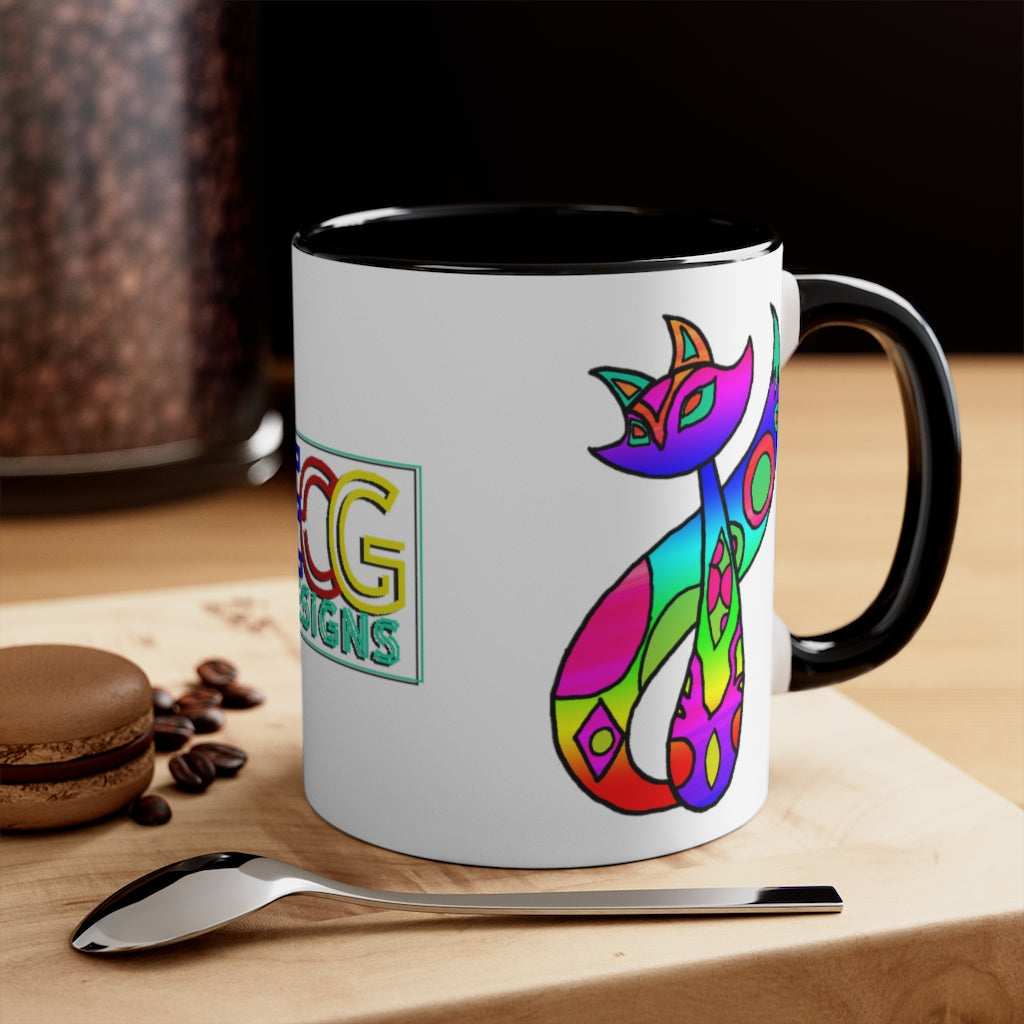 Rainbow Cat Accent Coffee Mug, 11oz