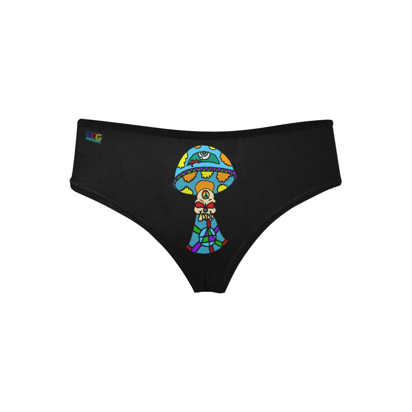 Multicolored Skull Shroom Women's Hipster Panties (Model L33)