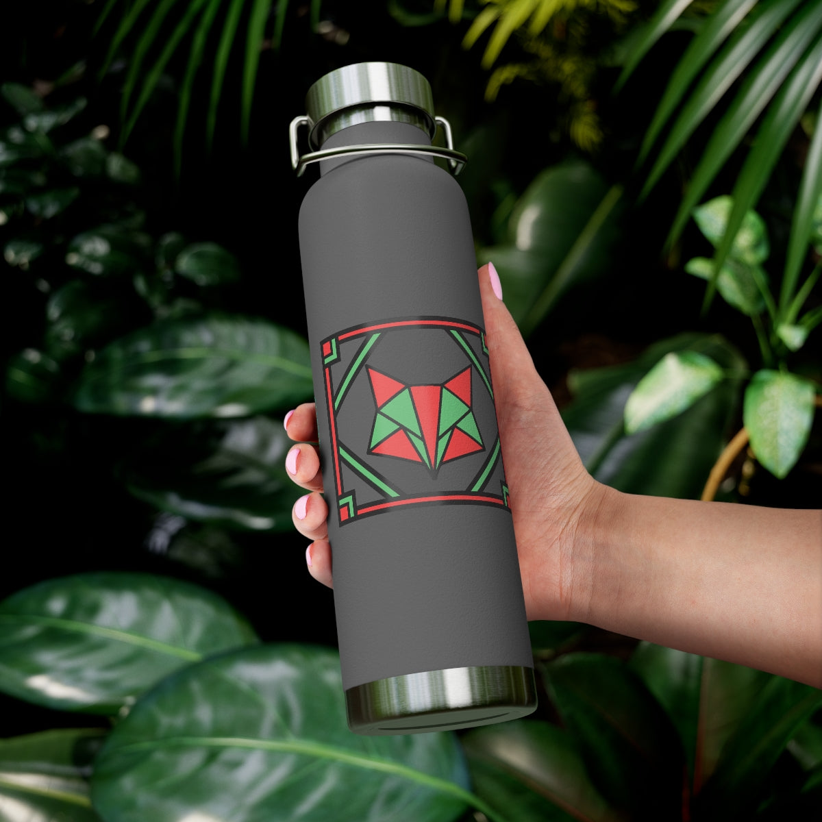 Red and Green Box Fox 22oz Vacuum Insulated Bottle