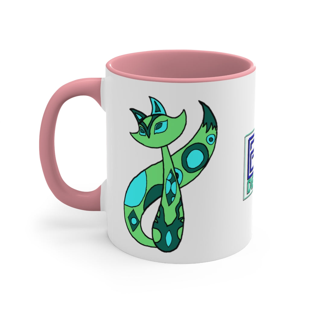 Green Cat Accent Coffee Mug, 11oz