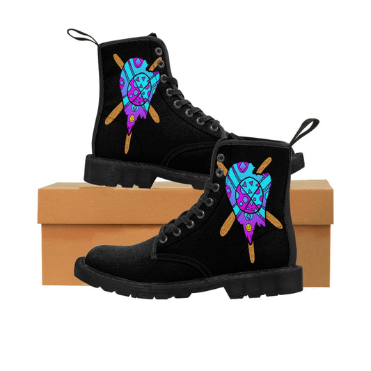 Blue and Purple Melted Popsicle Men's Canvas Boots