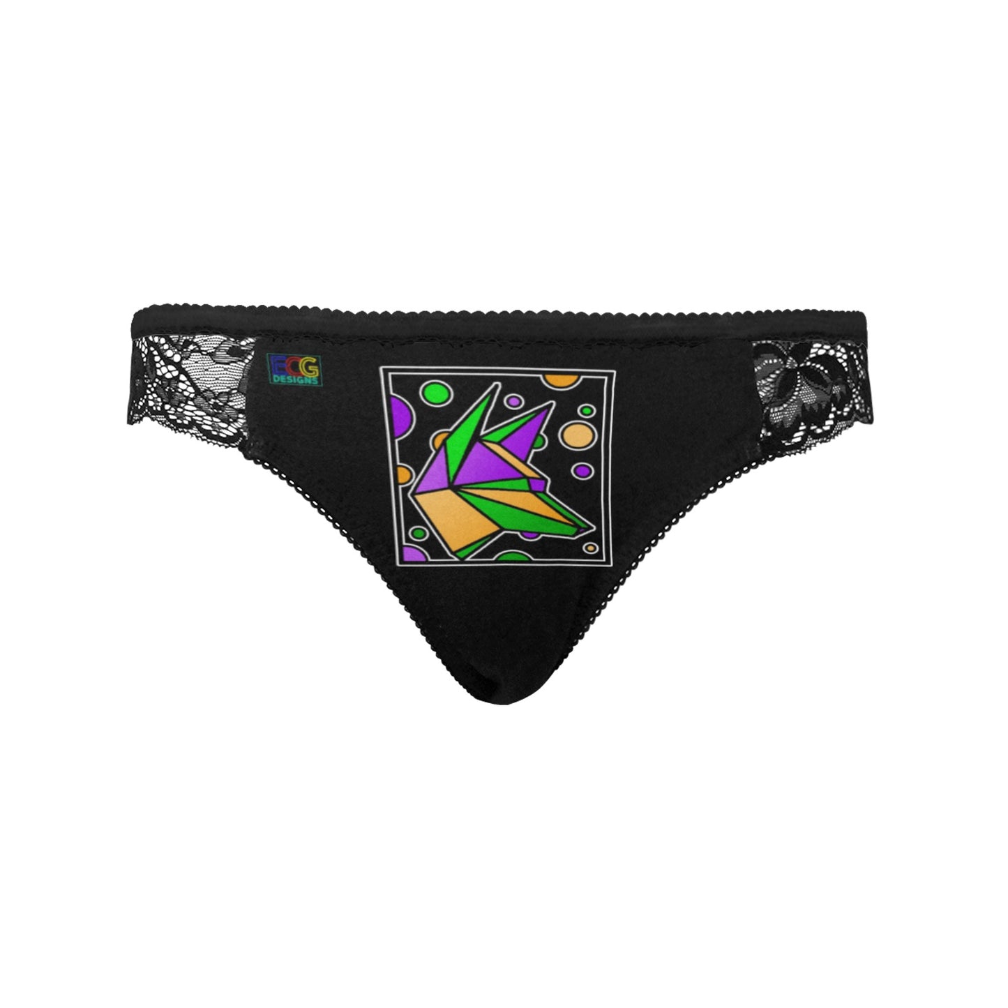 Mardi Gras Box Dog Women's Lace Panty (Model L41)