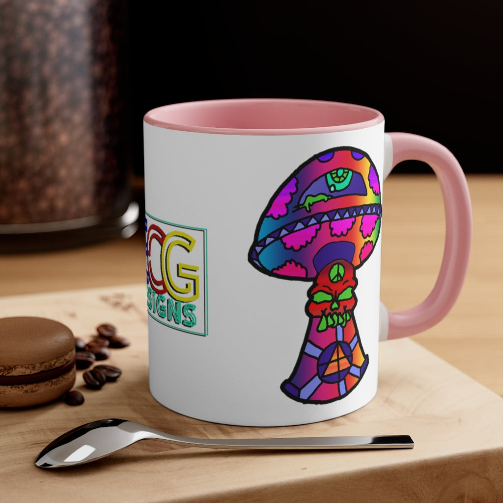 Rainbow Skull Shroom Accent Coffee Mug, 11oz