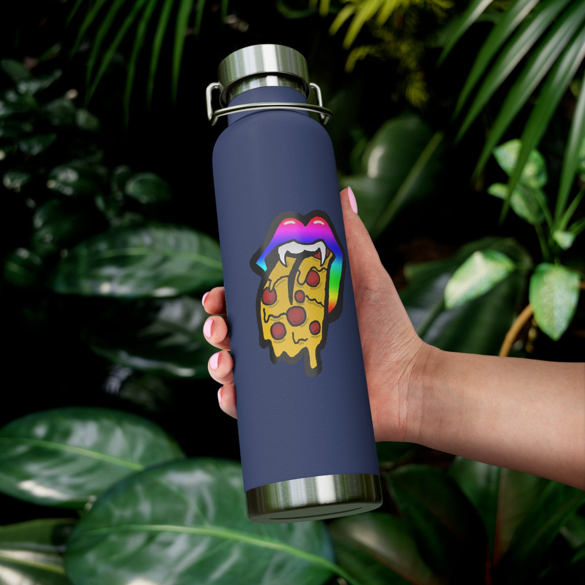 Rainbow Pizza Tongue 22oz Vacuum Insulated Bottle