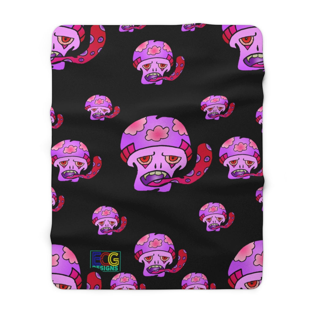 Pink Shroom Sherpa Fleece Blanket