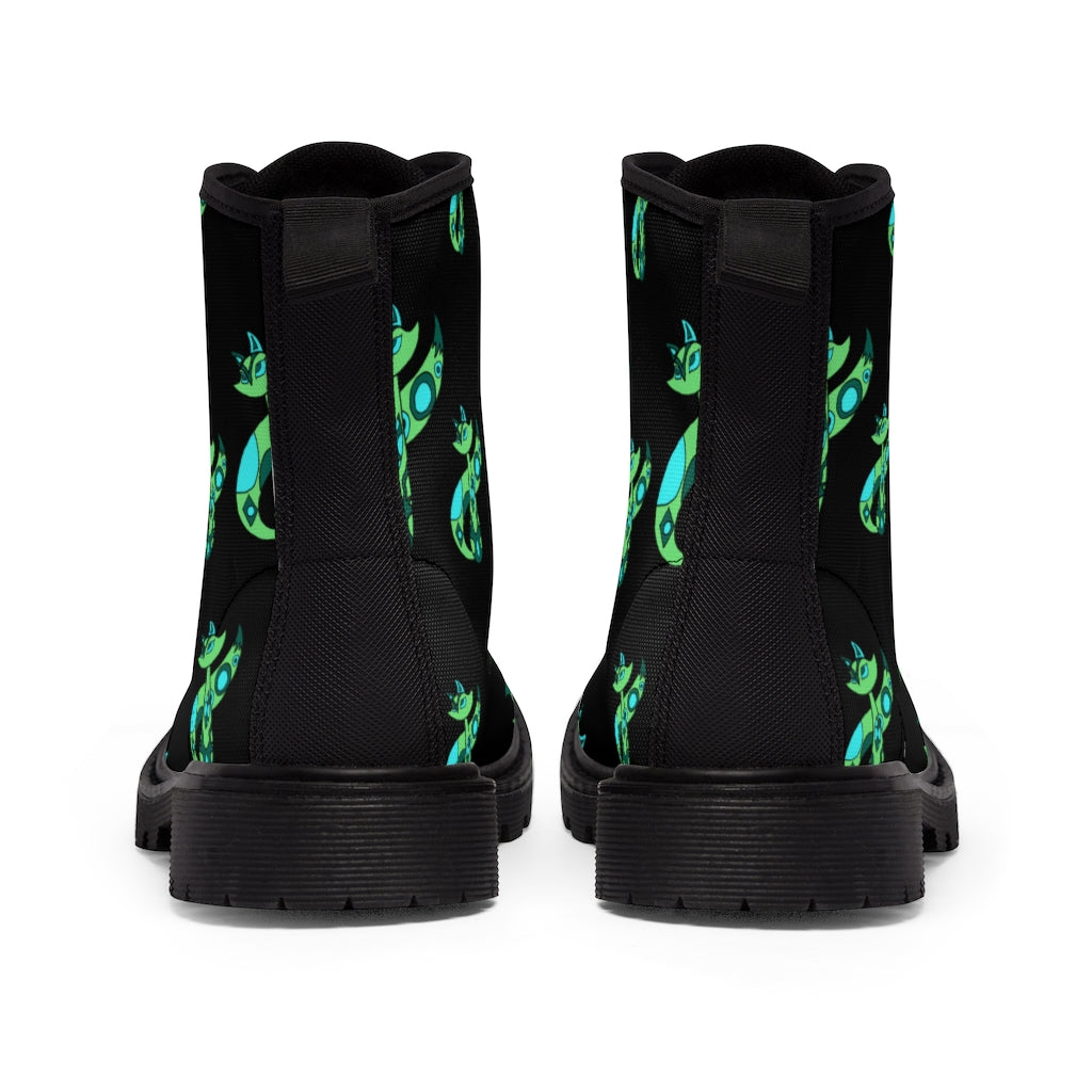 Green Cat Women's Canvas Boots