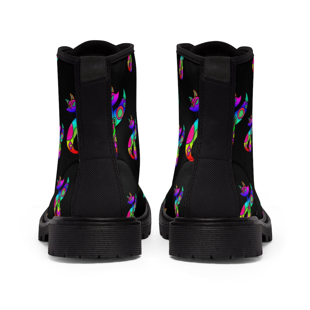 Rainbow Cat Women's Canvas Boots