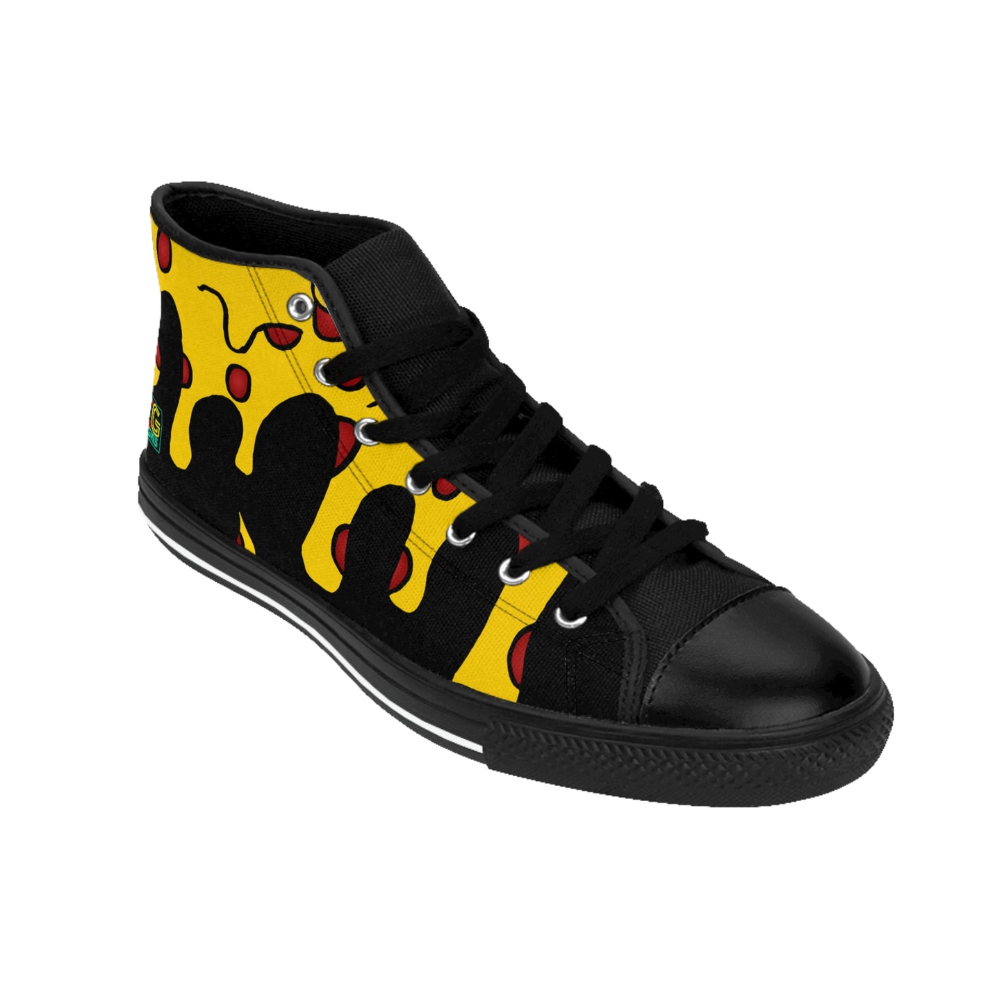 Cheesy Pizza Women's High-top Sneakers (Black)