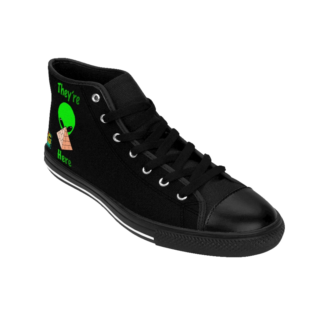 Green Alien Pyramid Women's High-top Sneakers