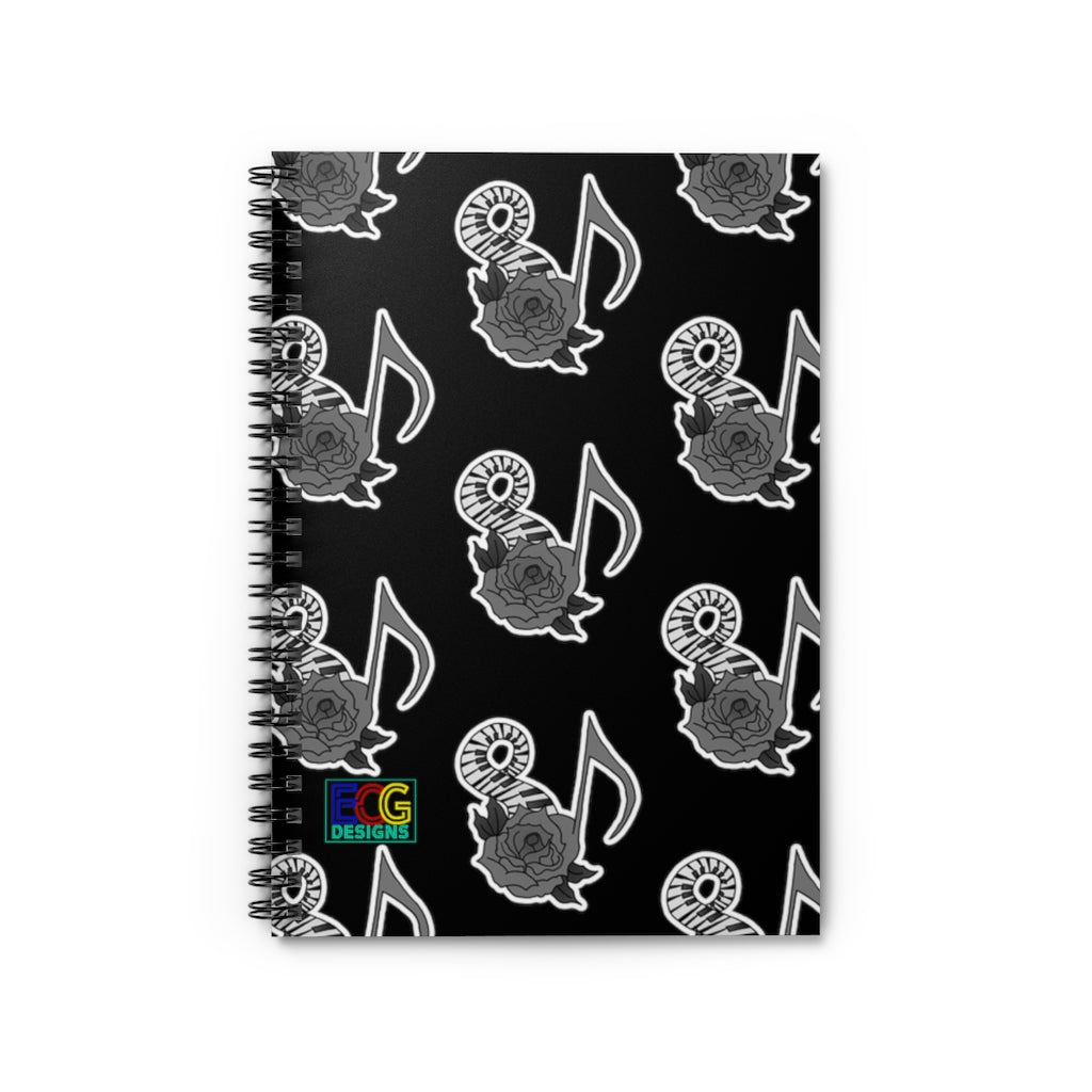 Musical Rose Spiral Notebook - Ruled Line