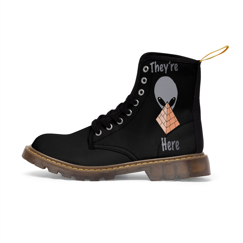 Gray Alien Pyramid Men's Canvas Boots