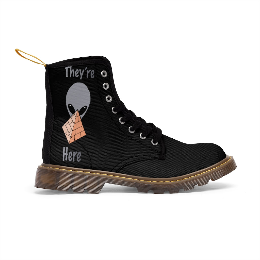 Gray Alien Pyramid Men's Canvas Boots