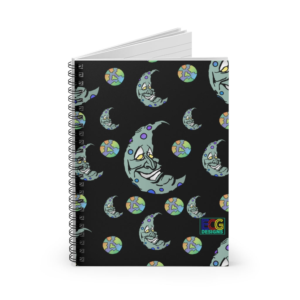 Green Moon Spiral Notebook - Ruled Line