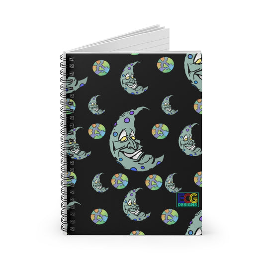 Green Moon Spiral Notebook - Ruled Line