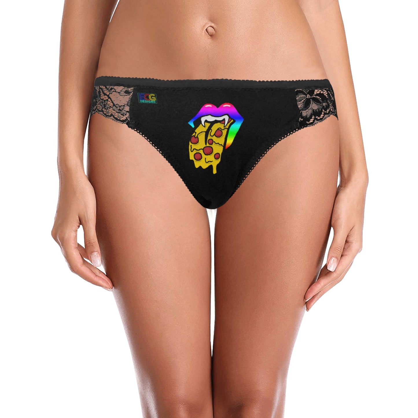 Rainbow Pizza Tongue Women's Lace Panty (Model L41)