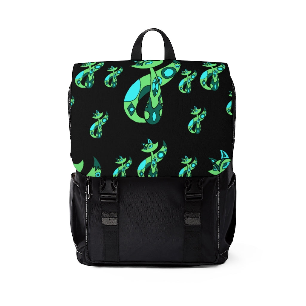 Green Cat Unisex Casual Shoulder Backpack