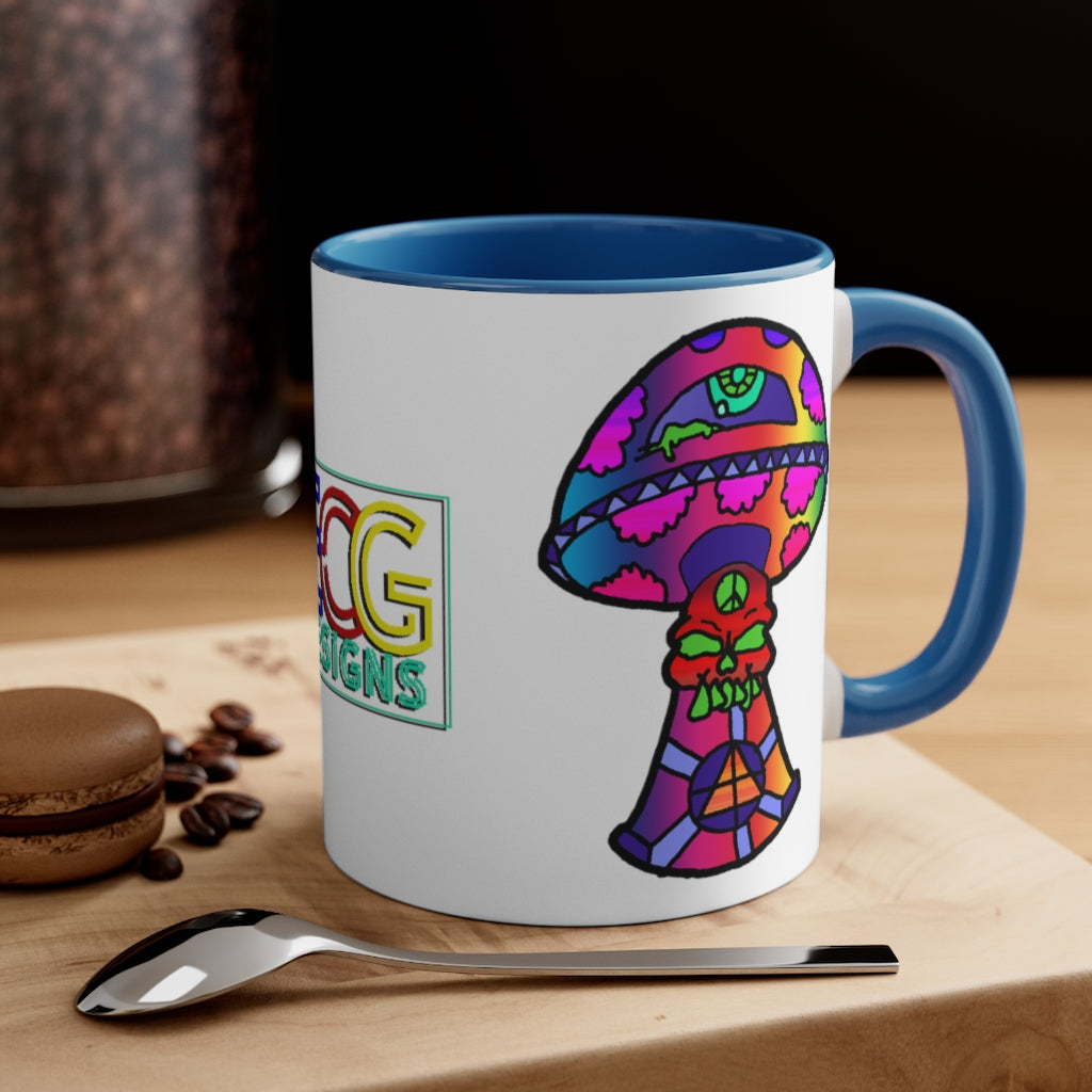 Rainbow Skull Shroom Accent Coffee Mug, 11oz