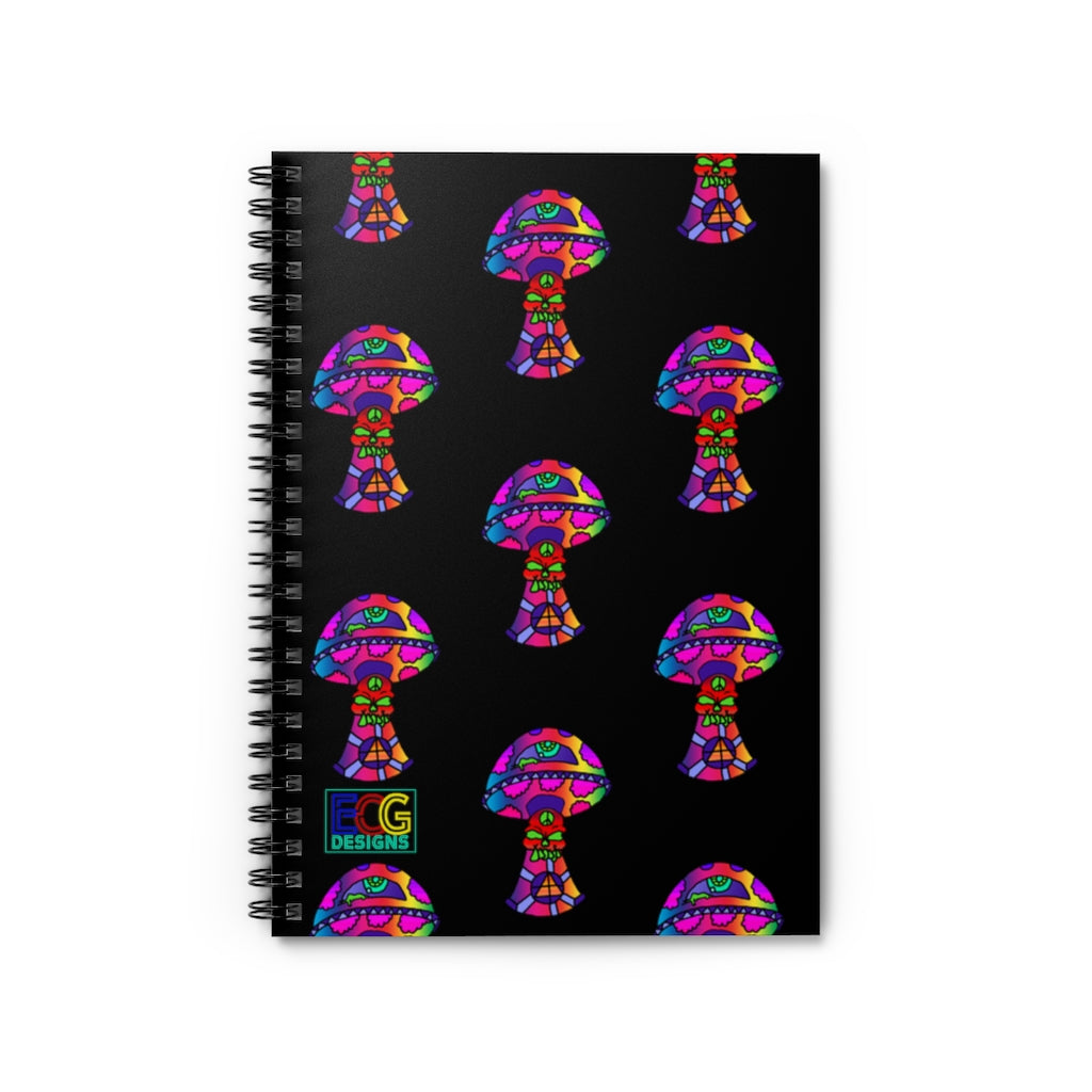 Rainbow Skull Shroom Spiral Notebook - Ruled Line