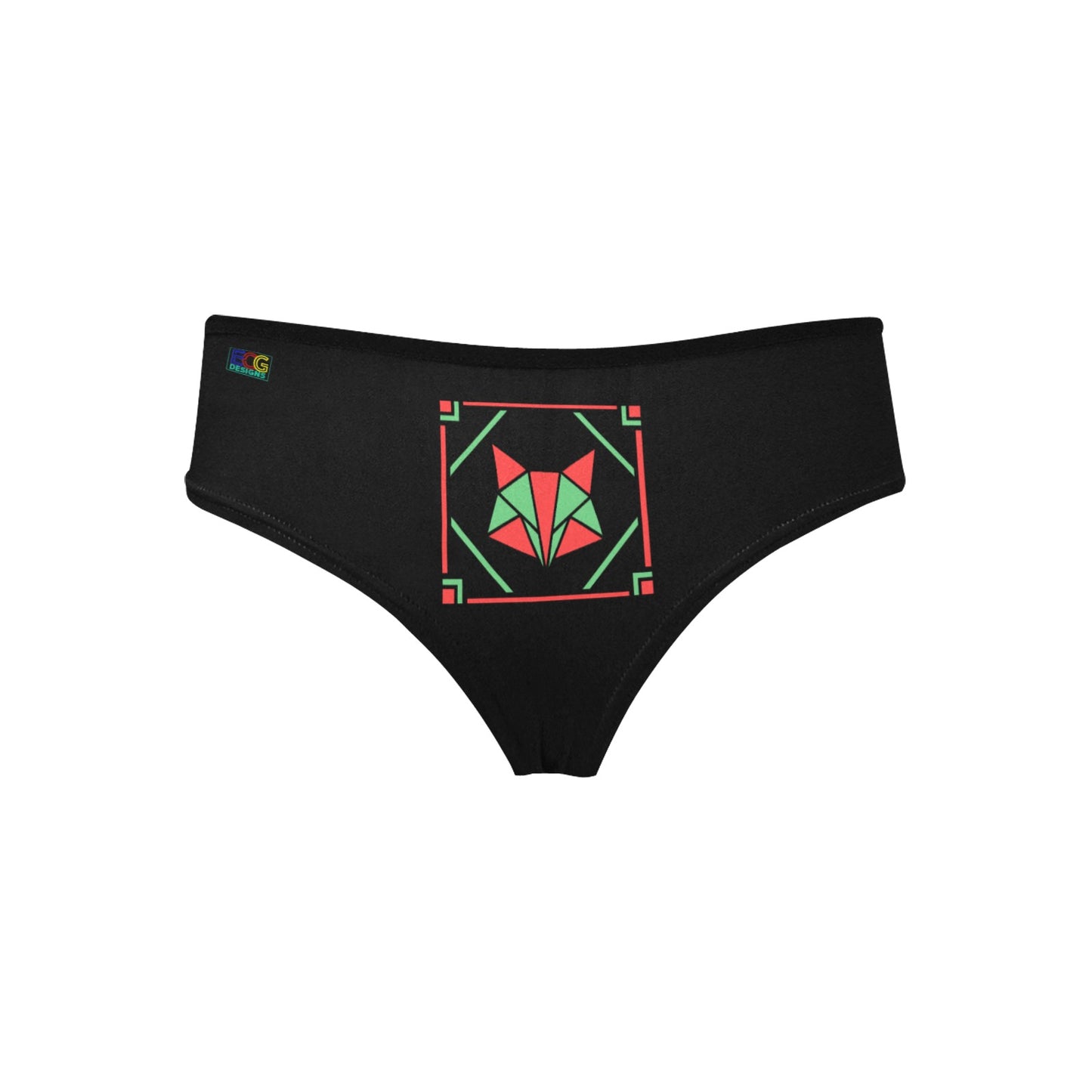 Red and Green Box Fox Women's Hipster Panties (Model L33)