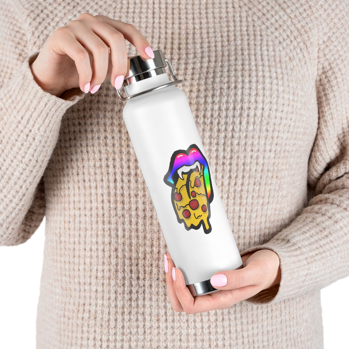 Rainbow Pizza Tongue 22oz Vacuum Insulated Bottle