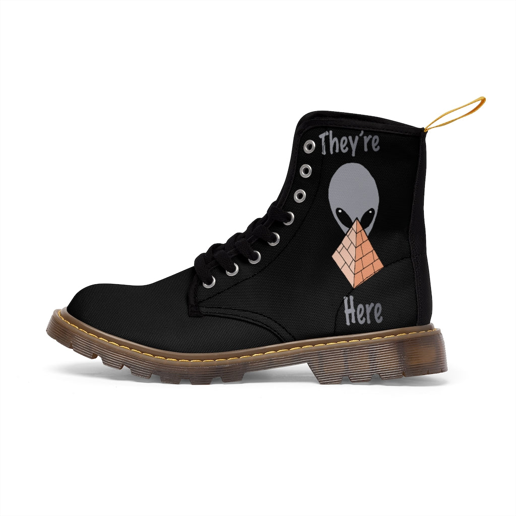 Gray Alien Pyramid Men's Canvas Boots