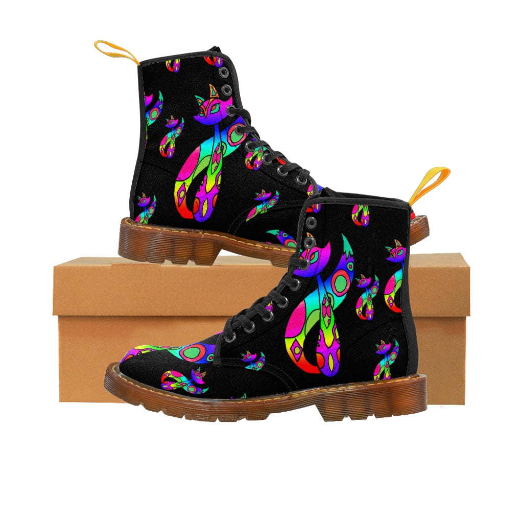 Rainbow Cat Men's Canvas Boots